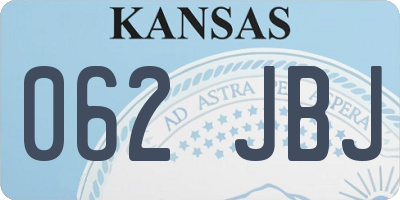 KS license plate 062JBJ
