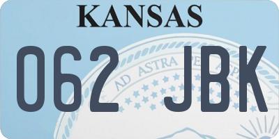 KS license plate 062JBK