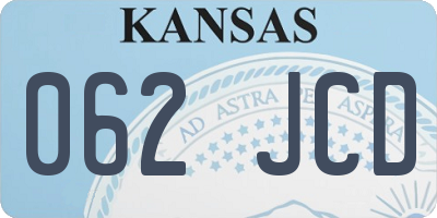 KS license plate 062JCD
