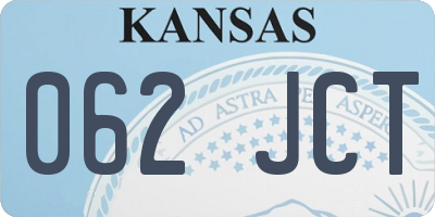 KS license plate 062JCT