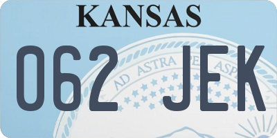 KS license plate 062JEK