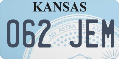 KS license plate 062JEM