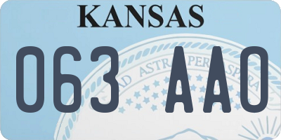 KS license plate 063AAO