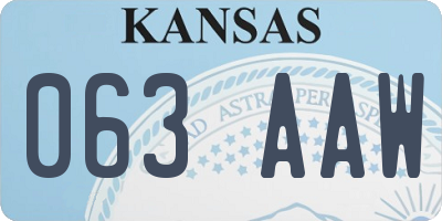 KS license plate 063AAW