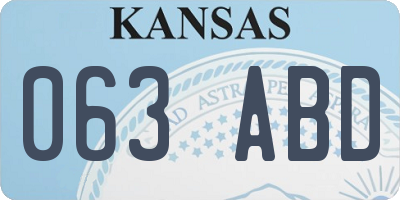 KS license plate 063ABD