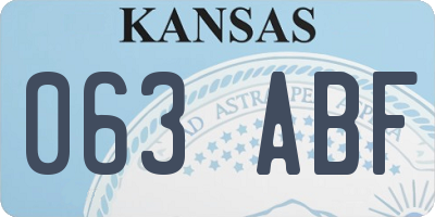 KS license plate 063ABF