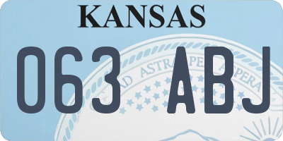 KS license plate 063ABJ