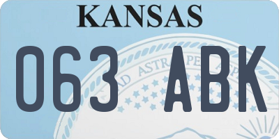 KS license plate 063ABK