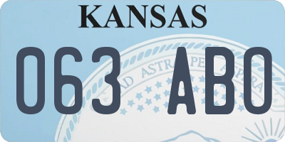 KS license plate 063ABO