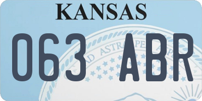 KS license plate 063ABR