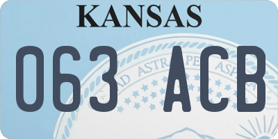 KS license plate 063ACB