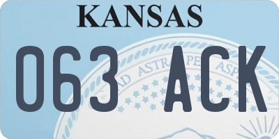 KS license plate 063ACK