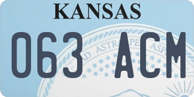 KS license plate 063ACM