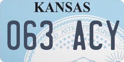 KS license plate 063ACY