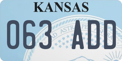 KS license plate 063ADD