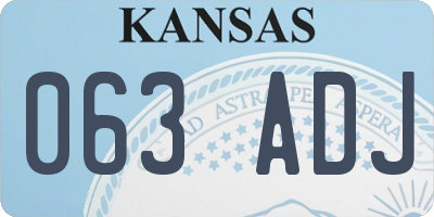 KS license plate 063ADJ