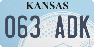 KS license plate 063ADK