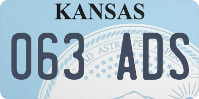 KS license plate 063ADS