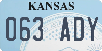 KS license plate 063ADY