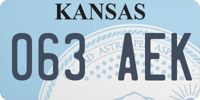 KS license plate 063AEK