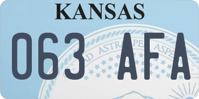 KS license plate 063AFA