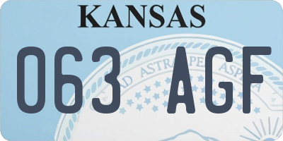 KS license plate 063AGF