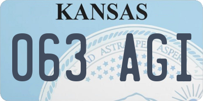 KS license plate 063AGI