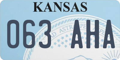 KS license plate 063AHA