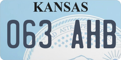 KS license plate 063AHB