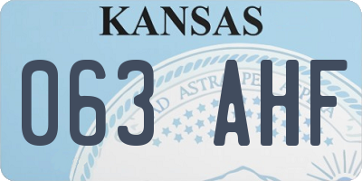 KS license plate 063AHF