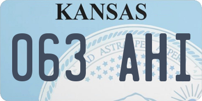 KS license plate 063AHI