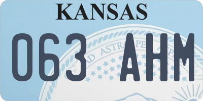 KS license plate 063AHM