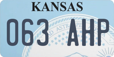 KS license plate 063AHP
