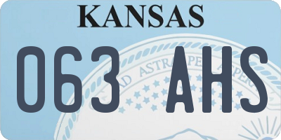 KS license plate 063AHS