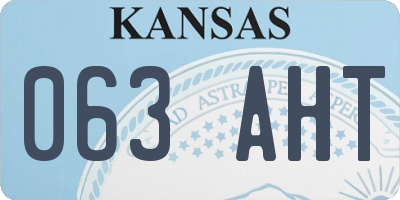 KS license plate 063AHT