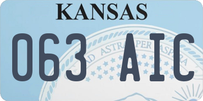 KS license plate 063AIC