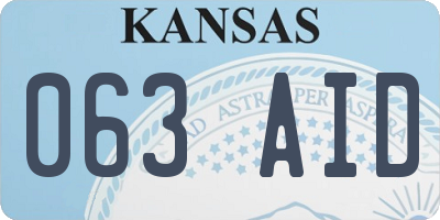 KS license plate 063AID