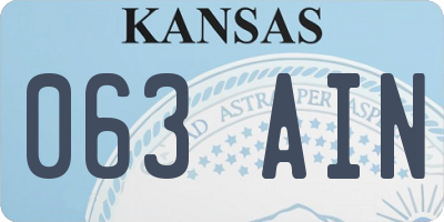 KS license plate 063AIN
