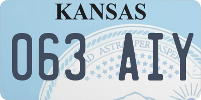 KS license plate 063AIY