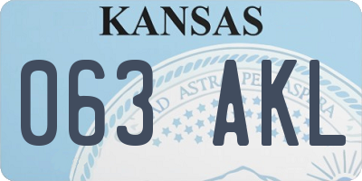 KS license plate 063AKL