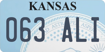 KS license plate 063ALI