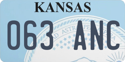 KS license plate 063ANC