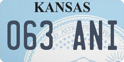 KS license plate 063ANI