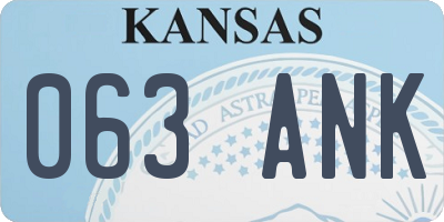 KS license plate 063ANK