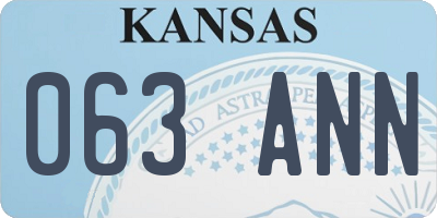 KS license plate 063ANN