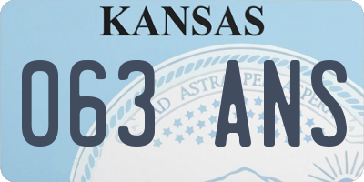 KS license plate 063ANS