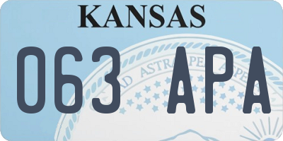 KS license plate 063APA