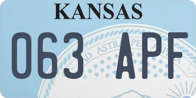 KS license plate 063APF