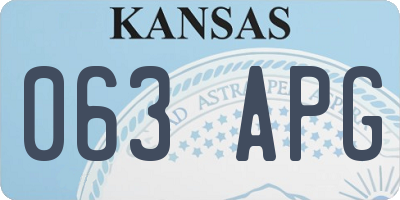 KS license plate 063APG