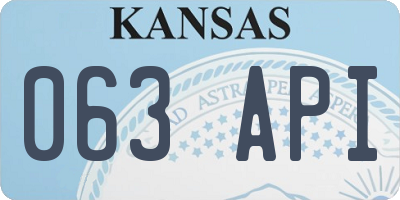 KS license plate 063API